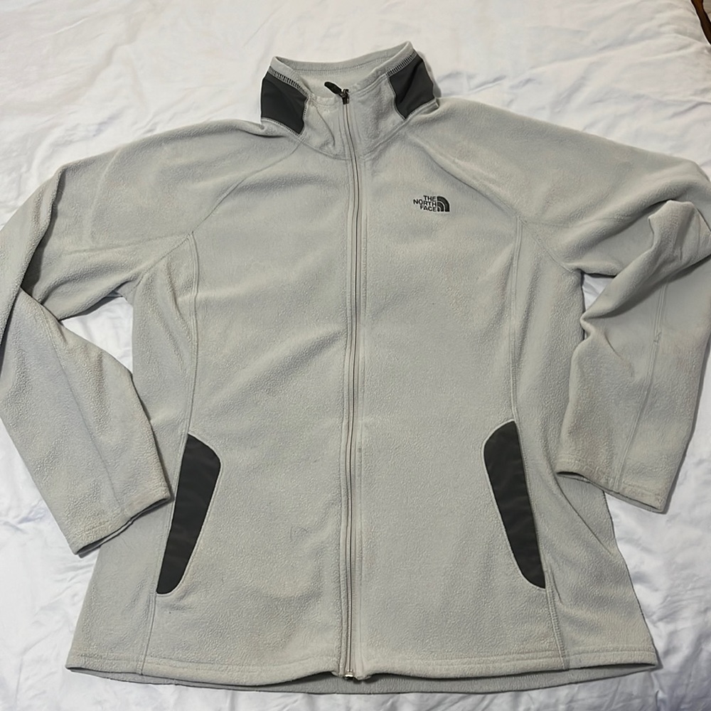 🌺🌺 The North Face Flash Dry Light Grey Fleece dark Grey Accents Size Large